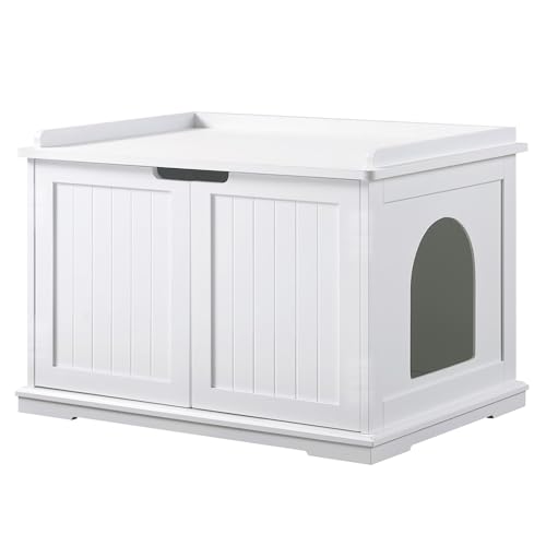unipaws Cat Litter Box Enclosure Furniture, Hidden Litter Box Cover