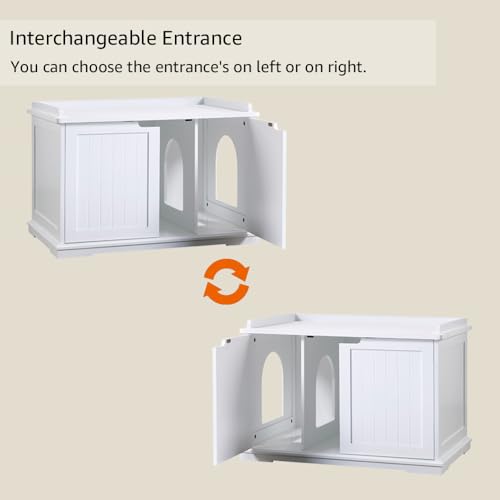 unipaws Cat Litter Box Enclosure Furniture, Hidden Litter Box Cover