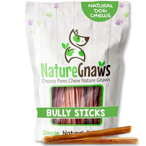 Nature Gnaws Large Bully Sticks 6" Rawhide Free Dog Chews (3 oz)