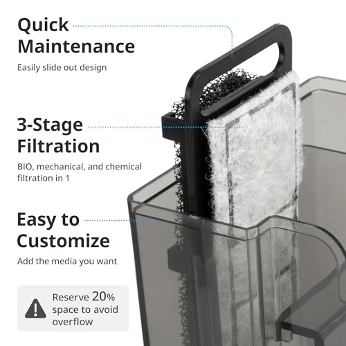 NICREW Slim Aquarium Filter for up to 5 Gallon Fish Tank, 42 GPH, 3W