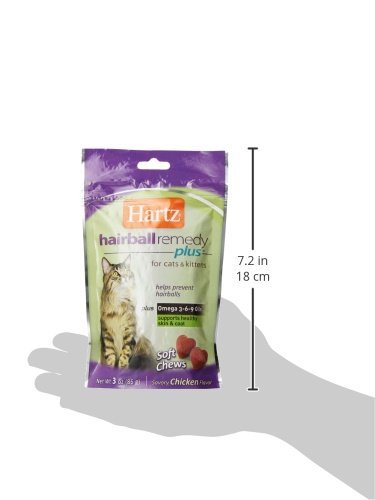 Hartz Hairball Remedy Plus Chicken Flavored Soft Chews for Cats and Kittens (3 oz)