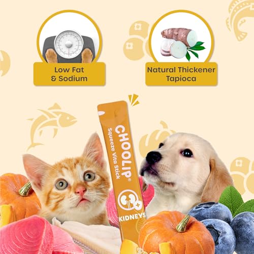 Choolip Squeeze Vita Stick Lickable Cat and Dog Treats, 7-Count Kidney Support, Tu (2.5 oz)