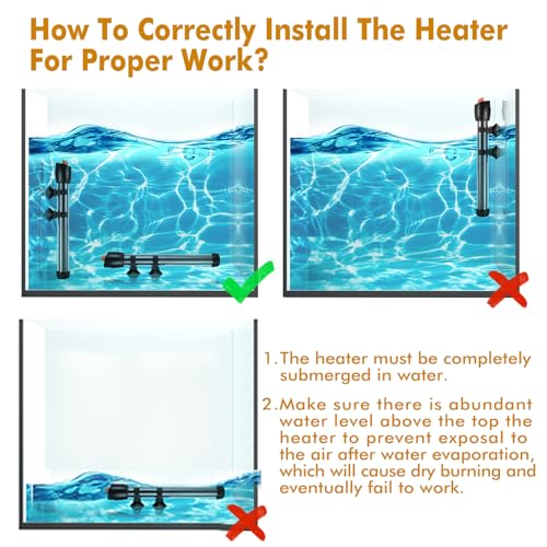 Orlushy Submersible Aquarium Heater,500W Fish Tahk Heater with Adjust Knob Thermostat