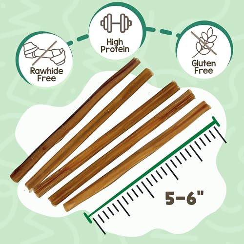 Nature Gnaws Large Bully Sticks 6" Rawhide Free Dog Chews (3 oz)