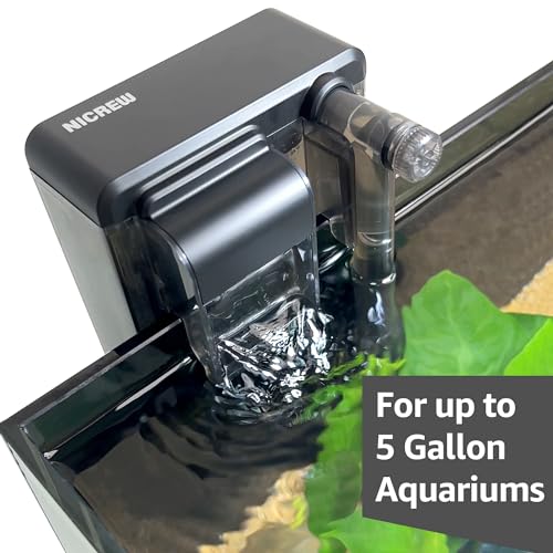 NICREW Slim Aquarium Filter for up to 5 Gallon Fish Tank, 42 GPH, 3W