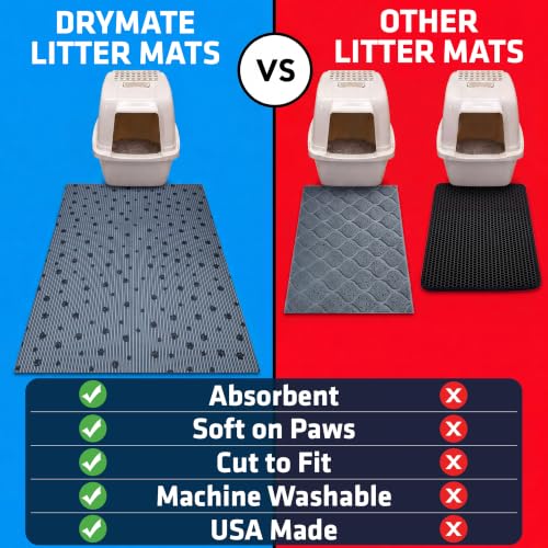 Drymate Cat Litter Box Mat, Litter Trapping Mat, Dark Grey, 28x36 XL