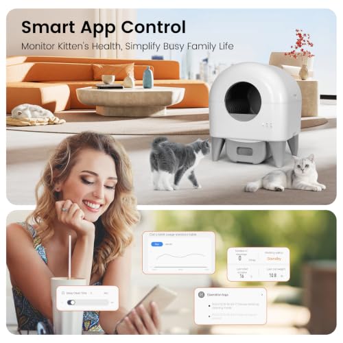 Fumoi Automatic Litter Box,Safety Sensor,App Control,Washable Litter Tray