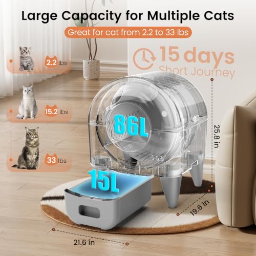Fumoi Automatic Litter Box,Safety Sensor,App Control,Washable Litter Tray