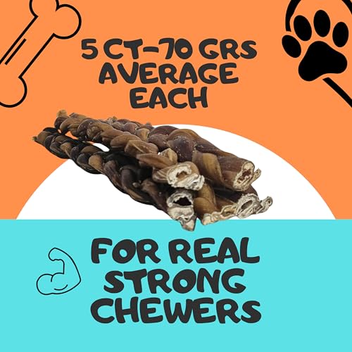 PET CHEWS 12" Jumbo Braided Bully Sticks for Large Dogs - Ultra Thick 3-Strand Twi (12 oz)