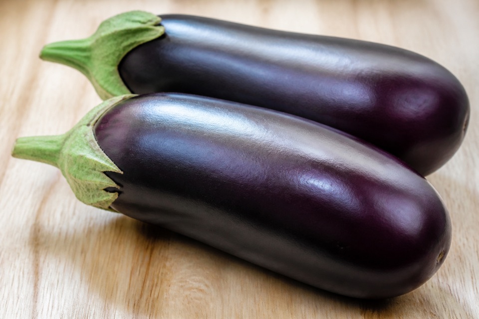 Purple aubergines