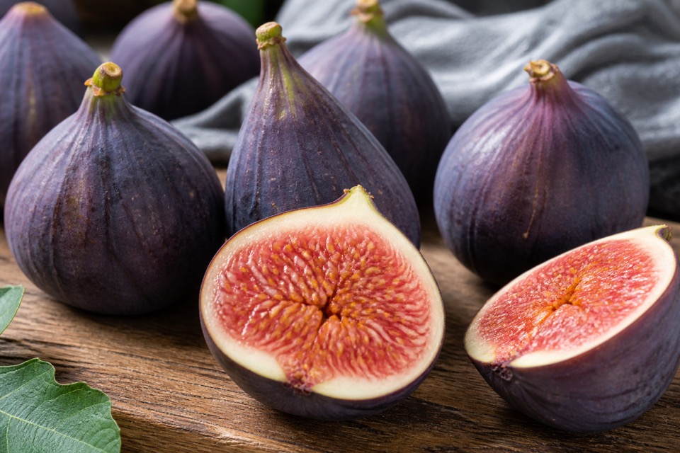 A small piece of fresh fig prepared for a dog
