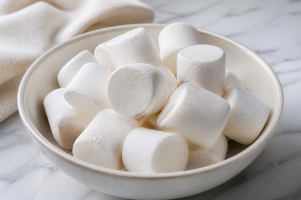 Marshmallows kept away from a dog