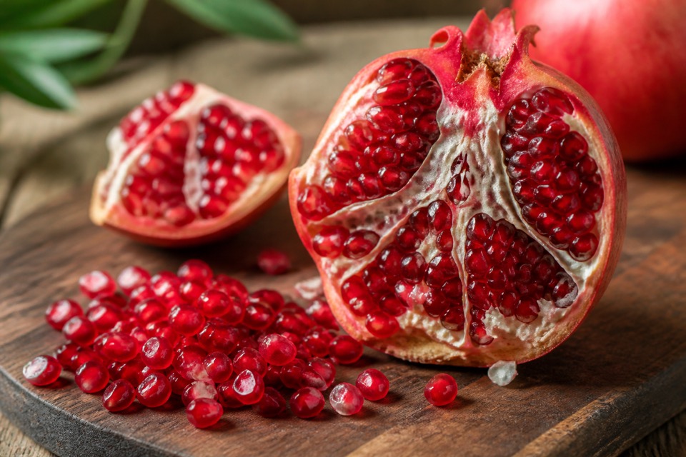 A few pomegranate arils prepared for a dog