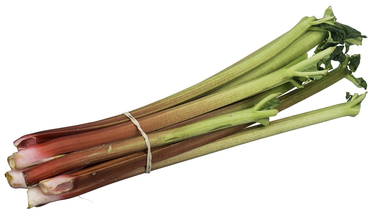 Rhubarb stalks and leaves