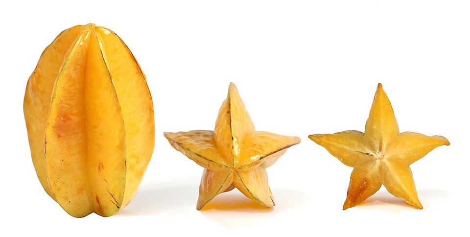 Sliced yellow starfruit